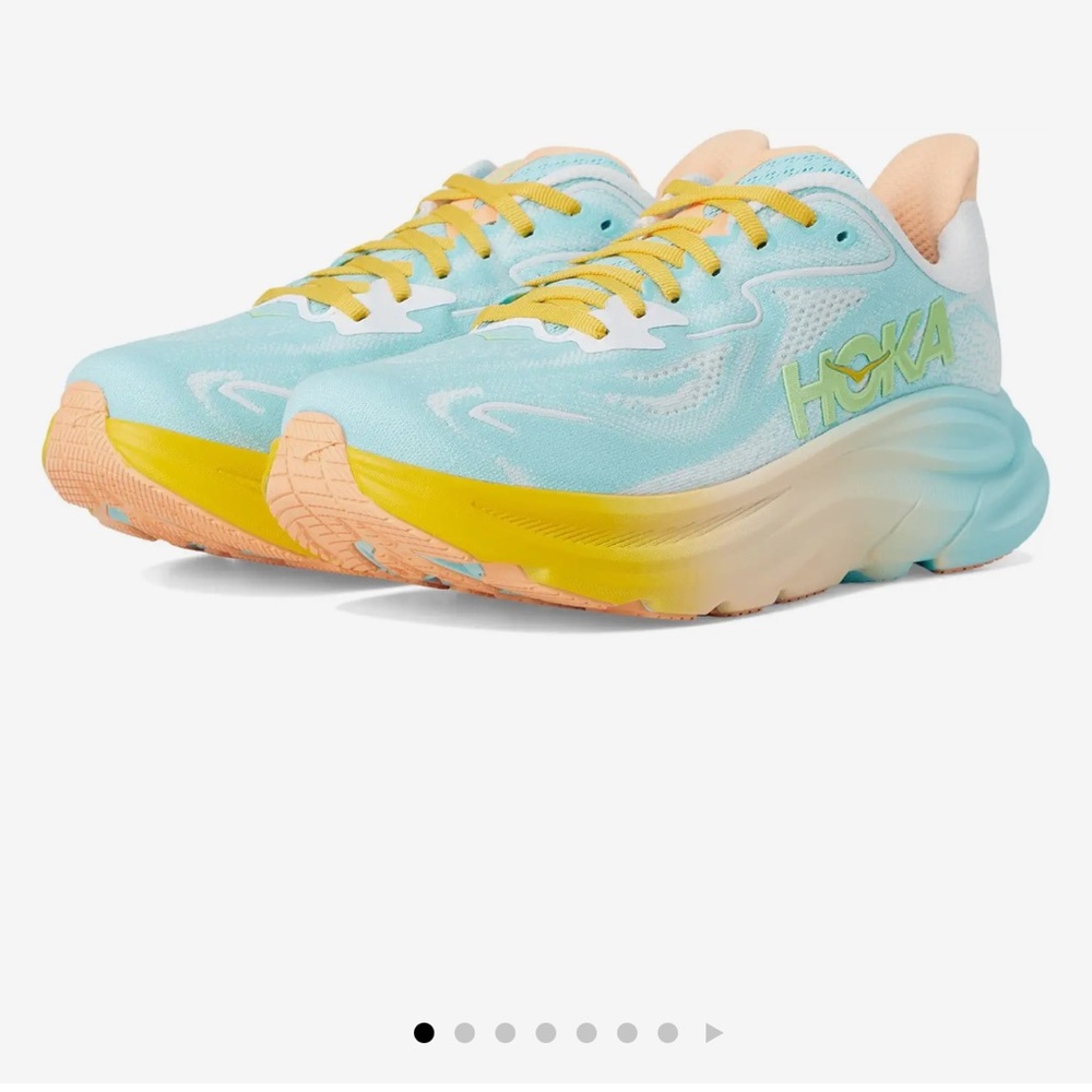 Hoka Sky Blue and Sunburst Sneakers